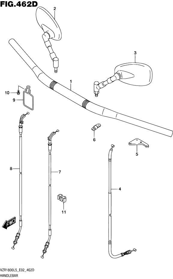 GUIDON POUR INTRUDER M1800RVZR1800UF L5 2015