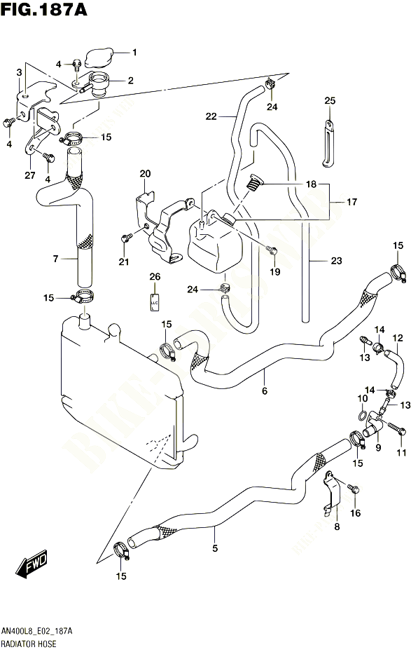 DURITE DE RADIATEUR POUR SUZUKI BURGMAN 400 2018 POUR BURGMAN 400 ABS AN400L8 E02 