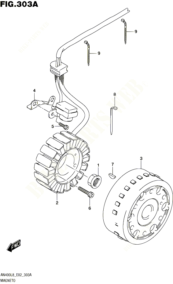 ALLUMAGE ROTOR STATOR POUR SUZUKI BURGMAN 400 2018 POUR BURGMAN 400 ABS AN400L8 E02 