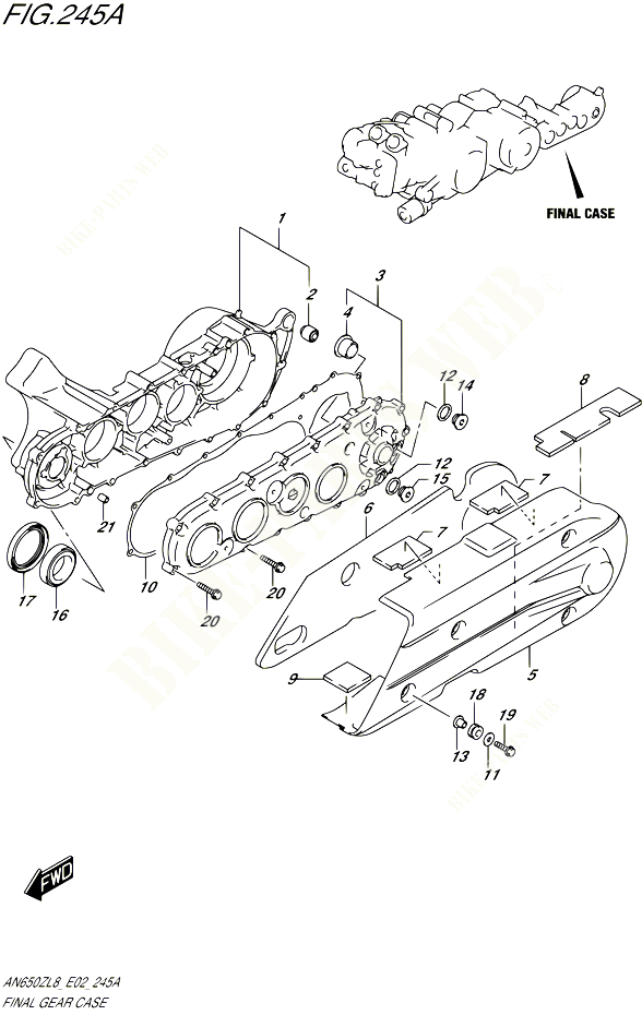 CARTER DE TRANSMISSION FINALE POUR SUZUKI BURGMAN 650 2018 POUR BURGMAN 650 EXECUTIVE AN650ZL8 E02 