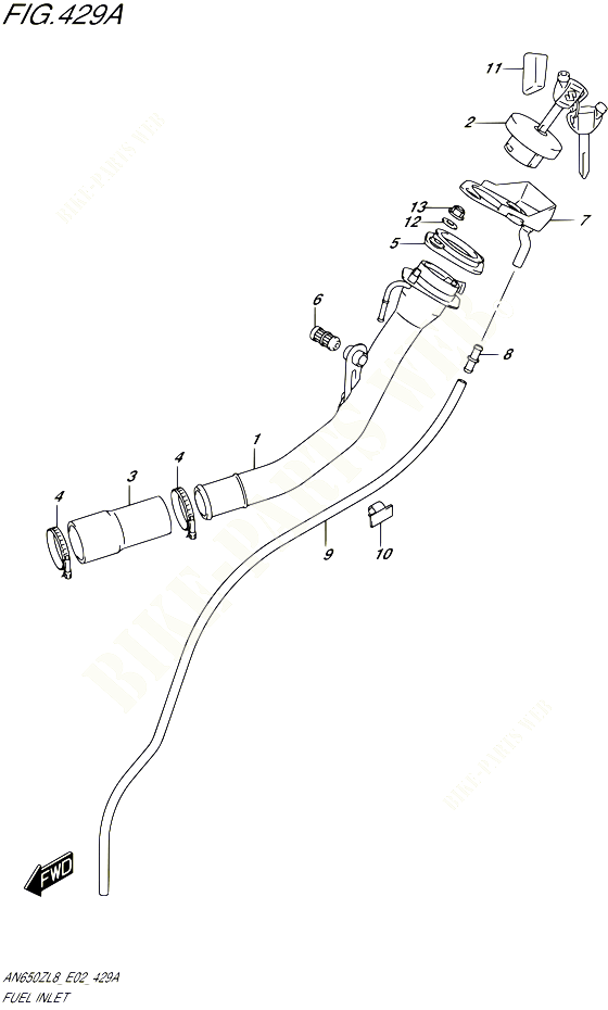 BOUCHON ET GOULOTTE DE RESERVOIR DESSENCE POUR SUZUKI BURGMAN 650 2018 POUR BURGMAN 650 EXECUTIVE AN650ZL8 E02 