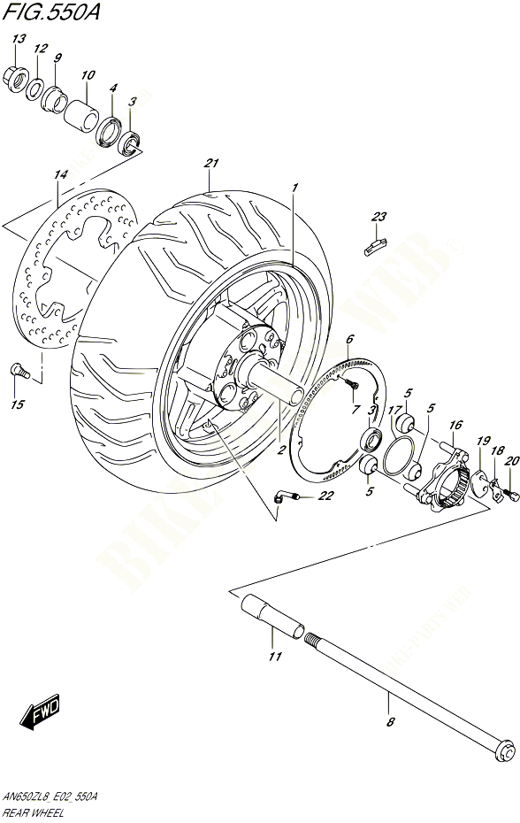 ROUE ARRIERE POUR SUZUKI BURGMAN 650 2018 POUR BURGMAN 650 EXECUTIVE AN650ZL8 E02 
