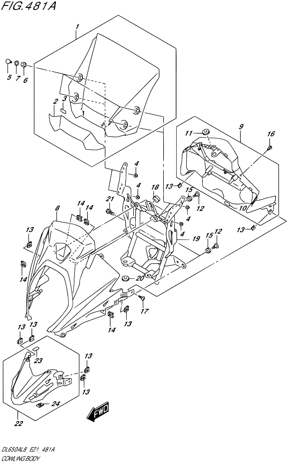 CARENAGES ETIQUETTES POUR V STROM 650 ABSDL650A L8 E21 2018