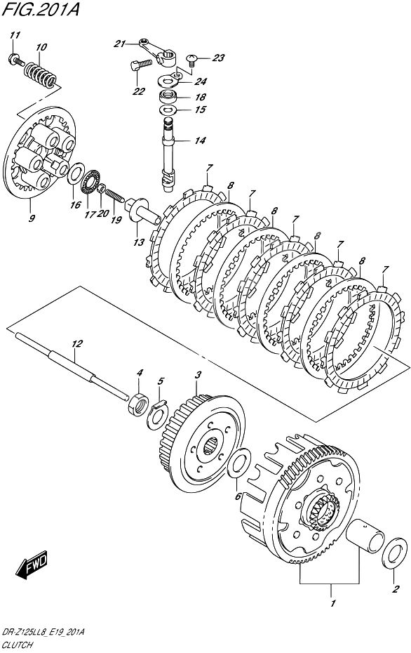 EMBRAYAGE POUR DR Z 125 BIG WHEELSDR Z125LL8 E19 2018