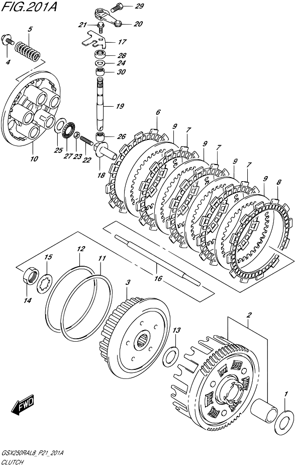 EMBRAYAGE POUR GSX 250 RGSX250RA L8  GSX250RZA L8 P21 2018