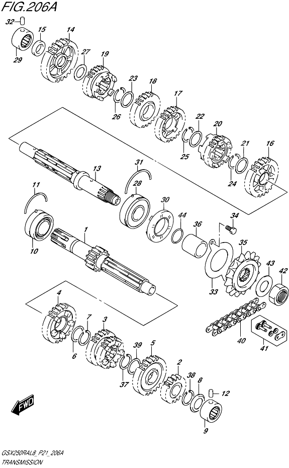 TRANSMISSION POUR GSX 250 RGSX250RA L8 GSX250RZA L8 P21 2018
