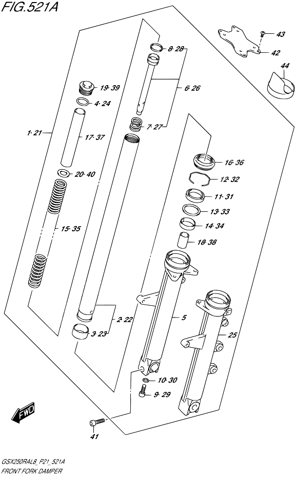 FOURCHE POUR GSX 250 RGSX250RA L8 GSX250RZA L8 P21 2018