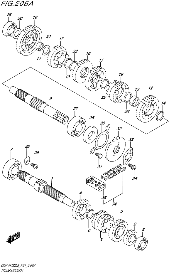 TRANSMISSION POUR GSX R 125GSX R125L8 P21 2018