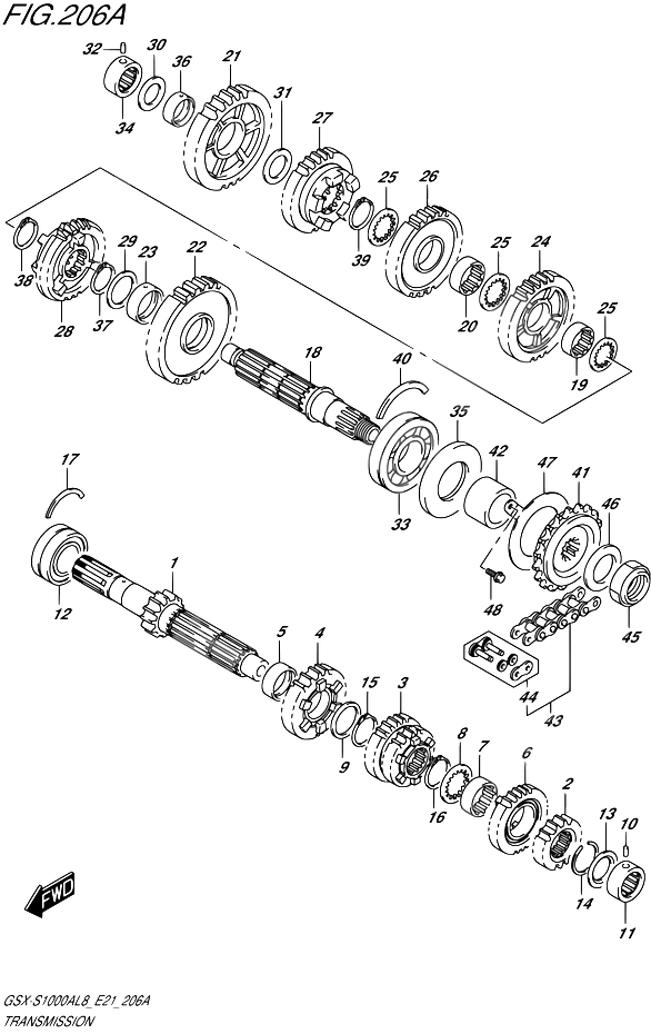 TRANSMISSION POUR GSX S 1000GSX S1000AL8 GSX S1000ZAL8 GSX S1000YAL8 E21 2018