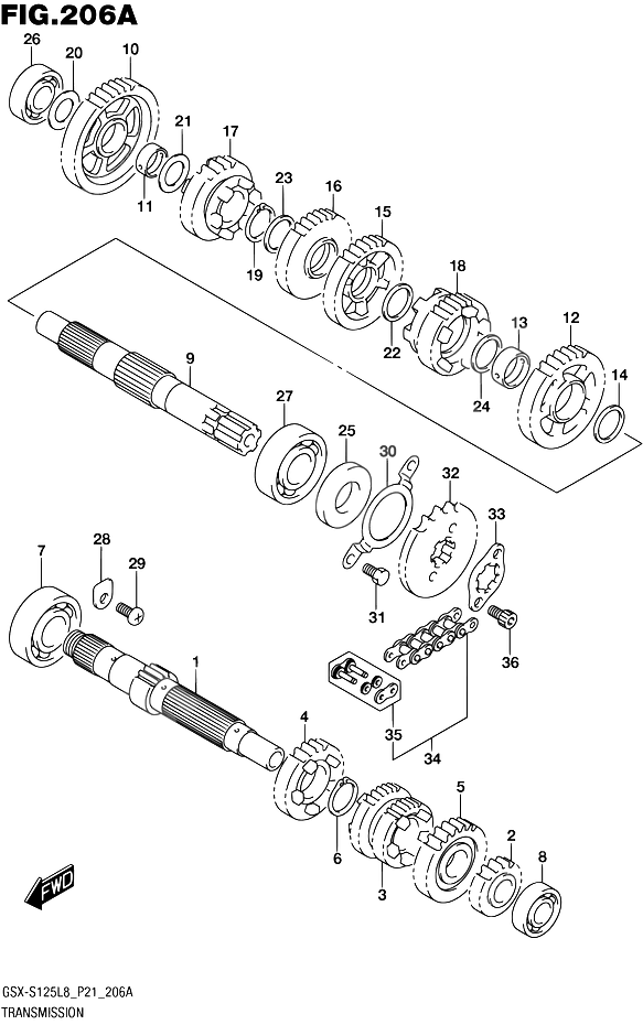 TRANSMISSION POUR GSX S 125GSX S125L8 P21 2018