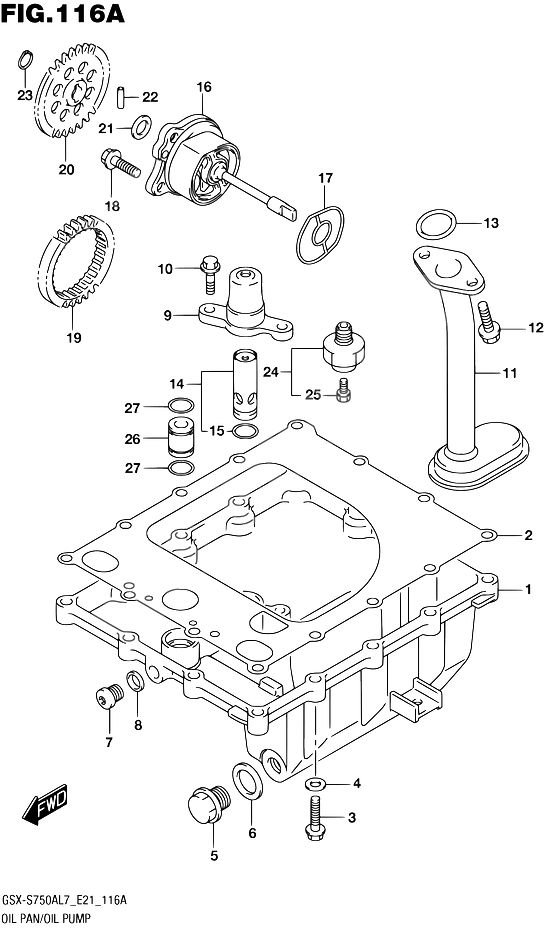 CARTER INFERIEUR POMPE A HUILE POUR GSX S 750GSX S750AL7 E21 2017