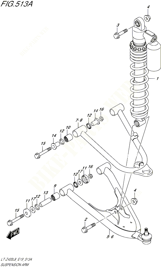 AMORTISSEUR TRIANGLES POUR SUZUKI QUADSPORT 400 2018 POUR QUADSPORT Z400 LT Z400L8 E19 