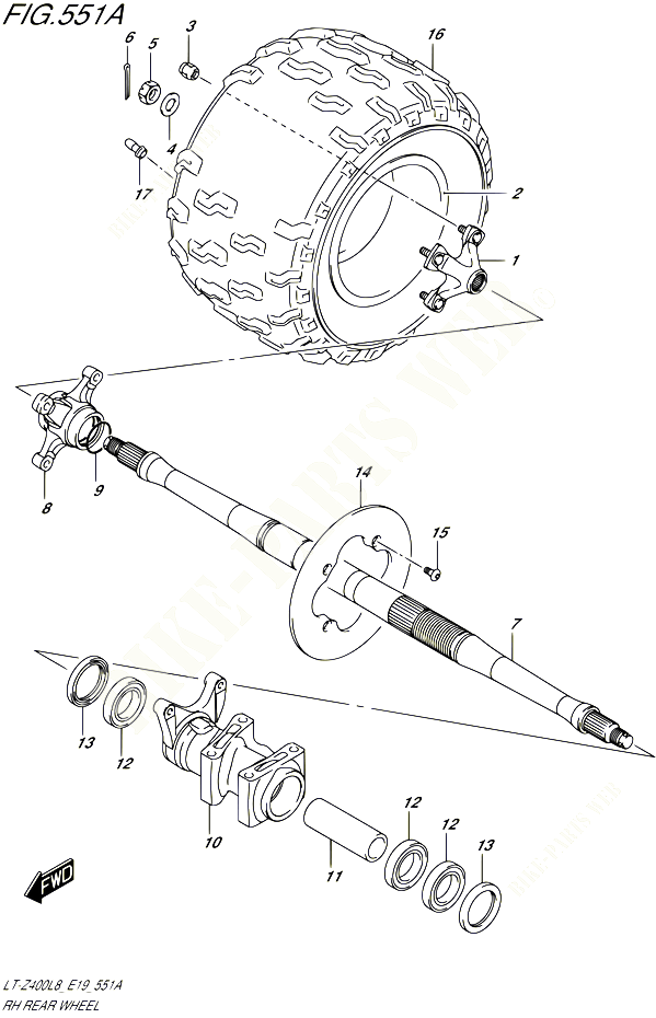ROUE ARRIERE DROITE POUR SUZUKI QUADSPORT 400 2018 POUR QUADSPORT Z400 LT Z400L8 E19 