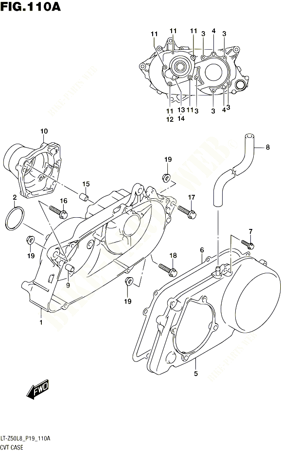 ENSEMBLE CARTER DE TRANSMISSION POUR SUZUKI QUADSPORT 50 2018 POUR QUADSPORT Z50 LT Z50L8 P19 