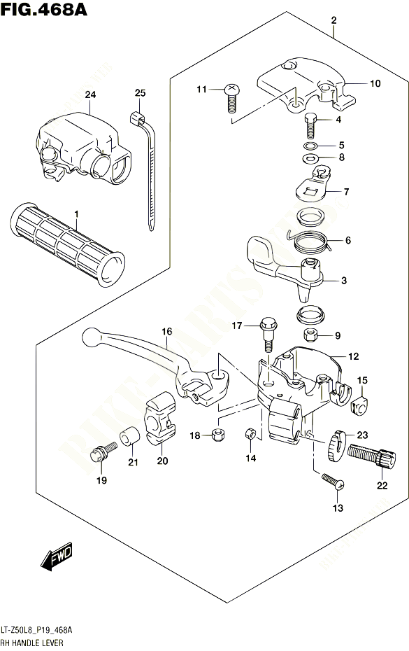 ENSEMBLE LEVIERS POIGNEES DROIT POUR SUZUKI QUADSPORT 50 2018 POUR QUADSPORT Z50 LT Z50L8 P19 