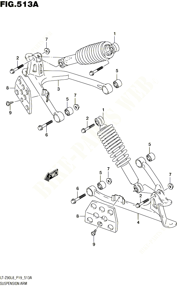 AMORTISSEUR TRIANGLES POUR SUZUKI QUADSPORT 90 2018 POUR QUADSPORT Z90 LT Z90L8 P19 