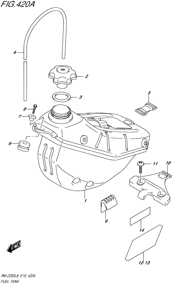 RESERVOIR DESSENCE POUR RM Z 250RM Z250L8 E19 2018