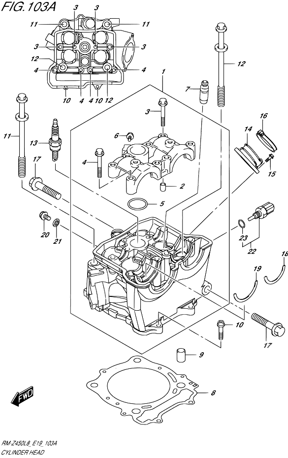 CULASSE POUR RM Z 450RM Z450L8 E19 2018