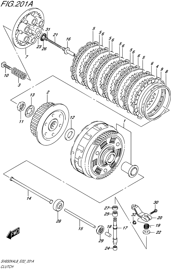 EMBRAYAGE POUR SV 650 X SPECIAL EDITIONSV650XAL8 E02 2018