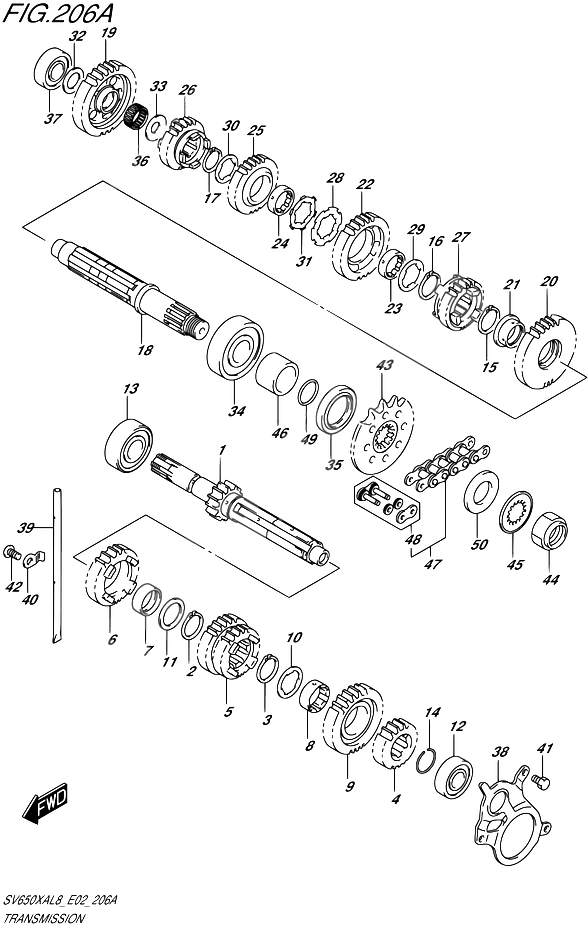 TRANSMISSION POUR SV 650 X SPECIAL EDITIONSV650XAL8 E02 2018