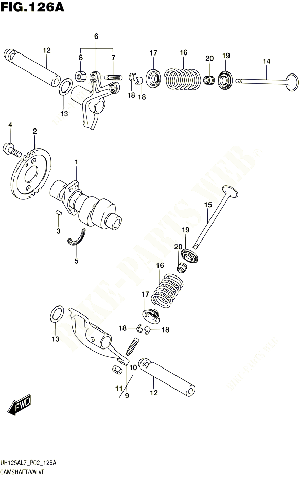 ARBRE A CAMES VALVE POUR SUZUKI BURGMAN 125 2017 POUR BURGMAN 125 ABS UH125AL7 P02 