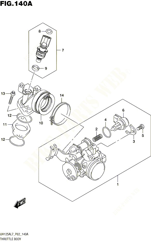 CORPS DE PAPILLON POUR SUZUKI BURGMAN 125 2017 POUR BURGMAN 125 ABS UH125AL7 P02 