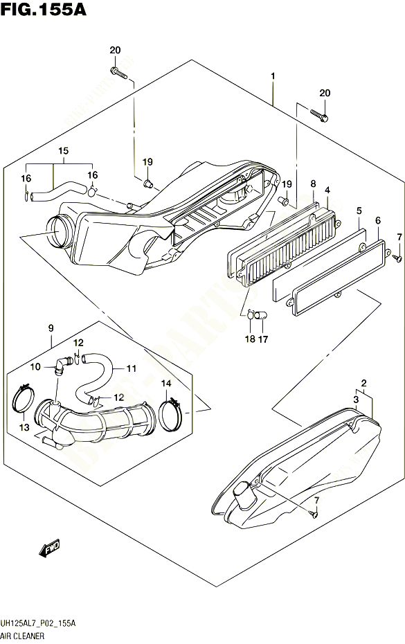 FILTRE A AIR POUR SUZUKI BURGMAN 125 2017 POUR BURGMAN 125 ABS UH125AL7 P02 