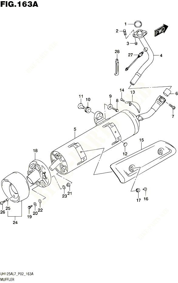 SILENCIEUX POUR SUZUKI BURGMAN 125 2017 POUR BURGMAN 125 ABS UH125AL7 P02 