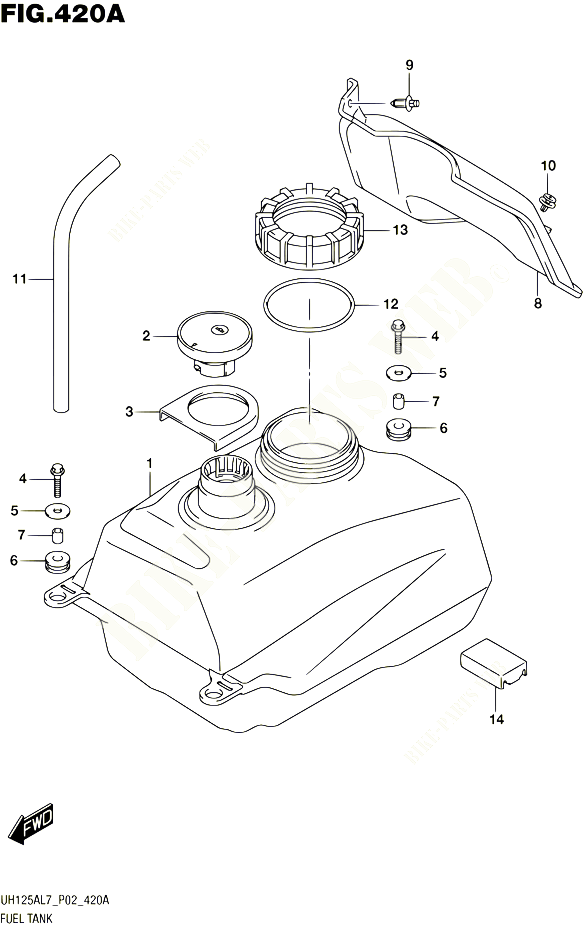 RESERVOIR DESSENCE POUR SUZUKI BURGMAN 125 2017 POUR BURGMAN 125 ABS UH125AL7 P02 