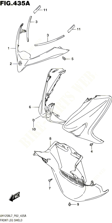 CARENAGES AVANT POUR SUZUKI BURGMAN 125 2017 POUR BURGMAN 125 ABS UH125AL7 P02 