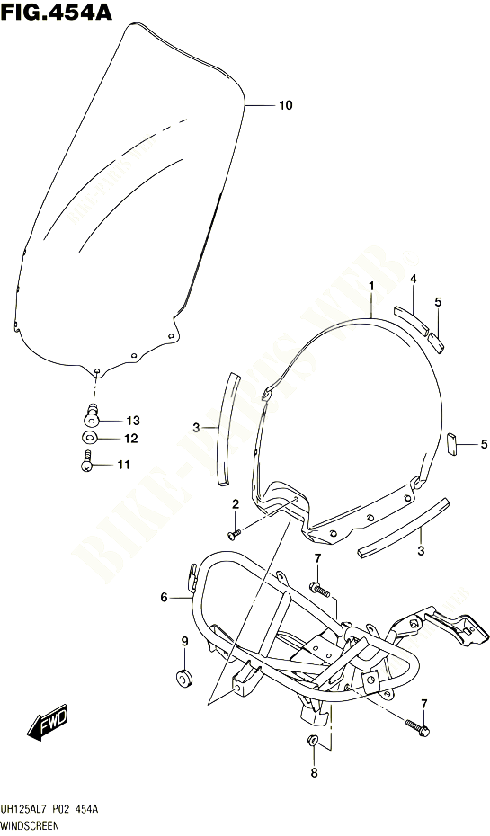 PARE BRISE POUR SUZUKI BURGMAN 125 2017 POUR BURGMAN 125 ABS UH125AL7 P02 
