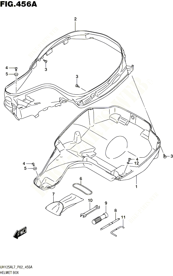 COFFRE POUR SUZUKI BURGMAN 125 2017 POUR BURGMAN 125 ABS UH125AL7 P02 