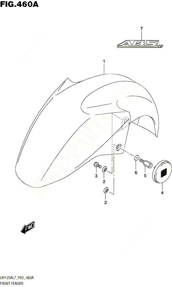 GARDE BOUE AVANT POUR SUZUKI BURGMAN 125 2017 POUR BURGMAN 125 ABS UH125AL7 P02 