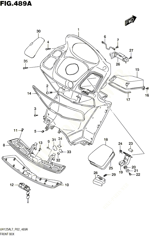 BOITE AVANT POUR SUZUKI BURGMAN 125 2017 POUR BURGMAN 125 ABS UH125AL7 P02 