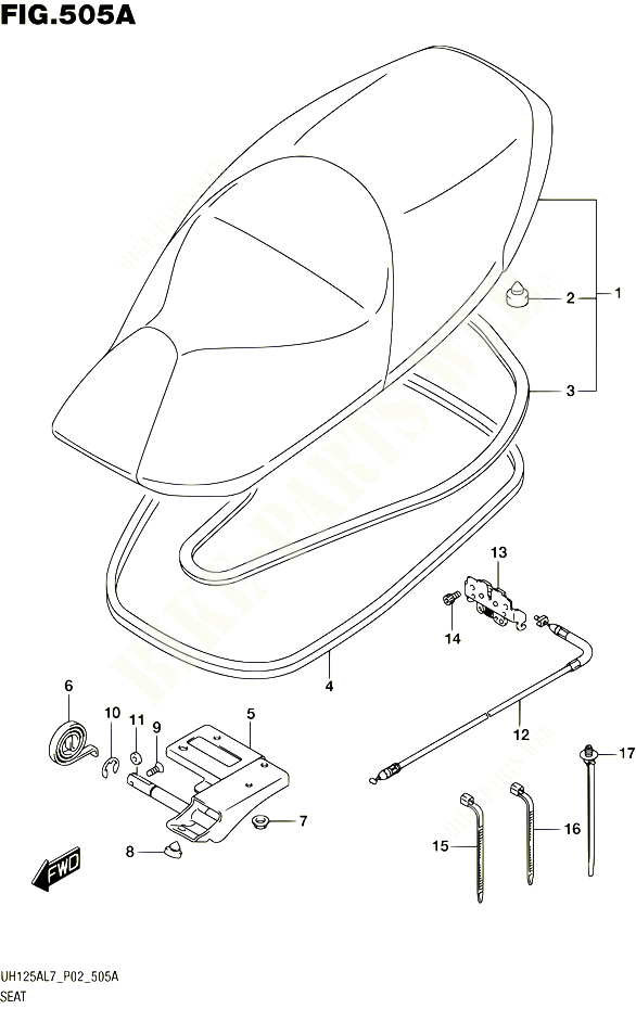 SELLE POUR SUZUKI BURGMAN 125 2017 POUR BURGMAN 125 ABS UH125AL7 P02 