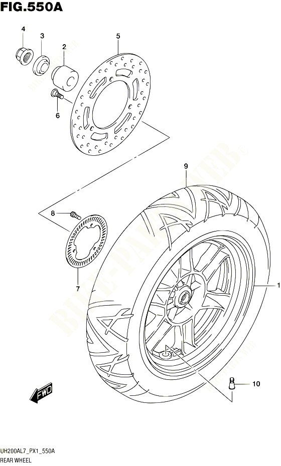 ROUE ARRIERE POUR SUZUKI BURGMAN 125 2017 POUR BURGMAN 125 ABS UH125AL7 P02 