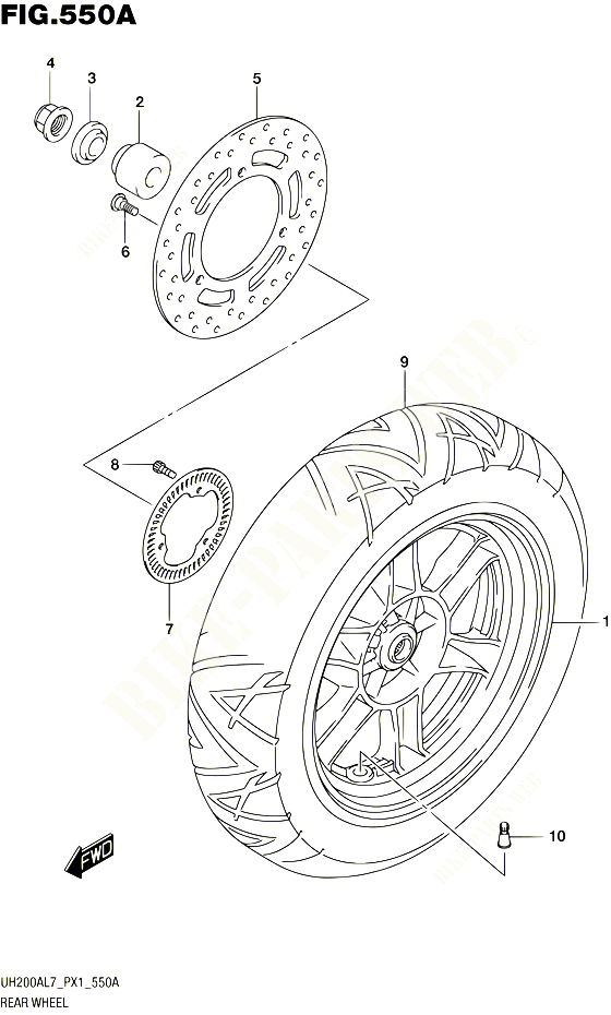 ROUE ARRIERE POUR SUZUKI BURGMAN 125 2018 POUR BURGMAN 125 UH125AL8 P02 
