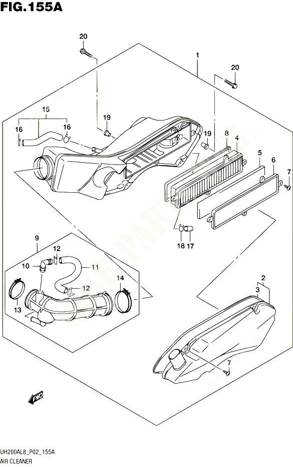 FILTRE A AIR POUR SUZUKI BURGMAN 200 2018 POUR BURGMAN 200 ABS UH200AL8 P02 
