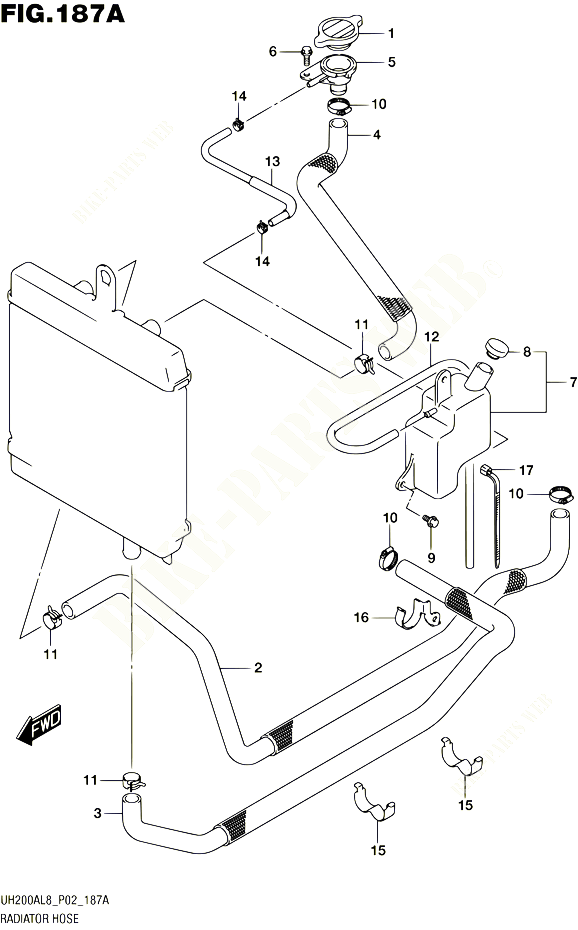 DURITE DE RADIATEUR POUR SUZUKI BURGMAN 200 2018 POUR BURGMAN 200 ABS UH200AL8 P02 