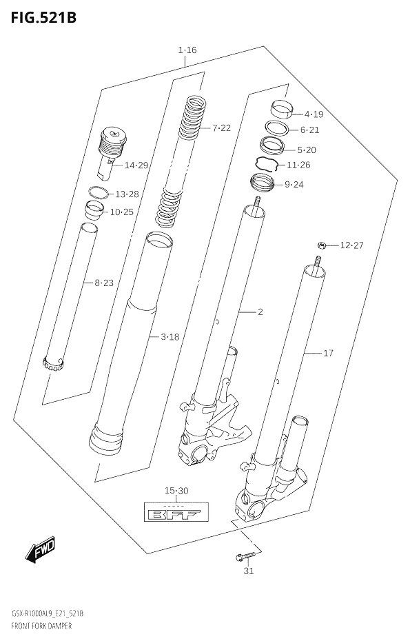 FOURCHE AMORTISSEUR AVANT POUR GSX R 1000 RGSX R1000RA L9 GSX R1000RZA L9 2019