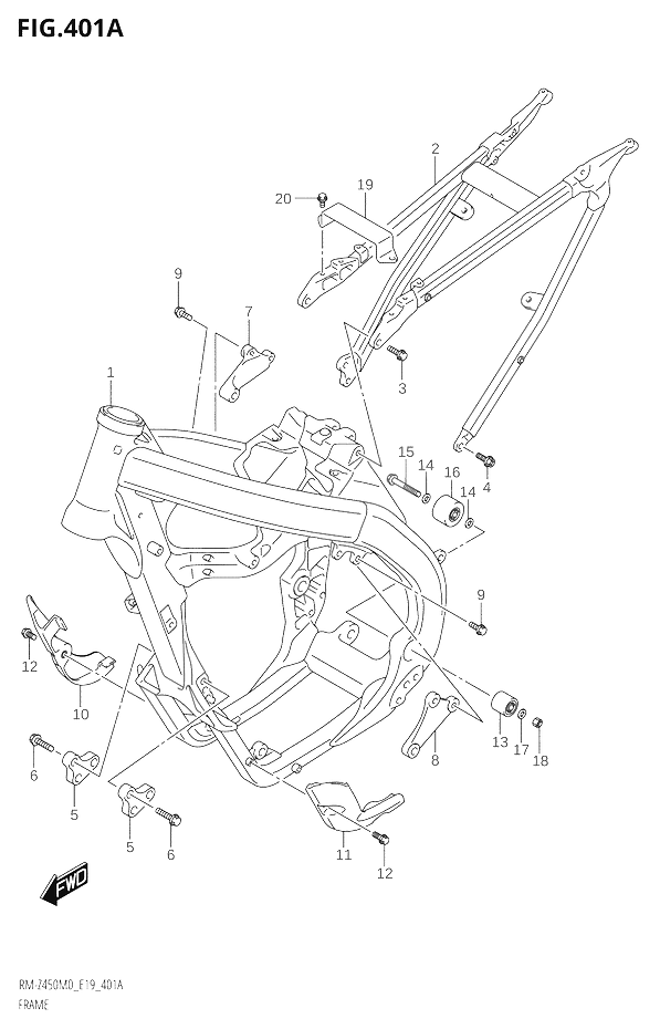 CADRE POUR RM Z 450RM Z450 M0 2020