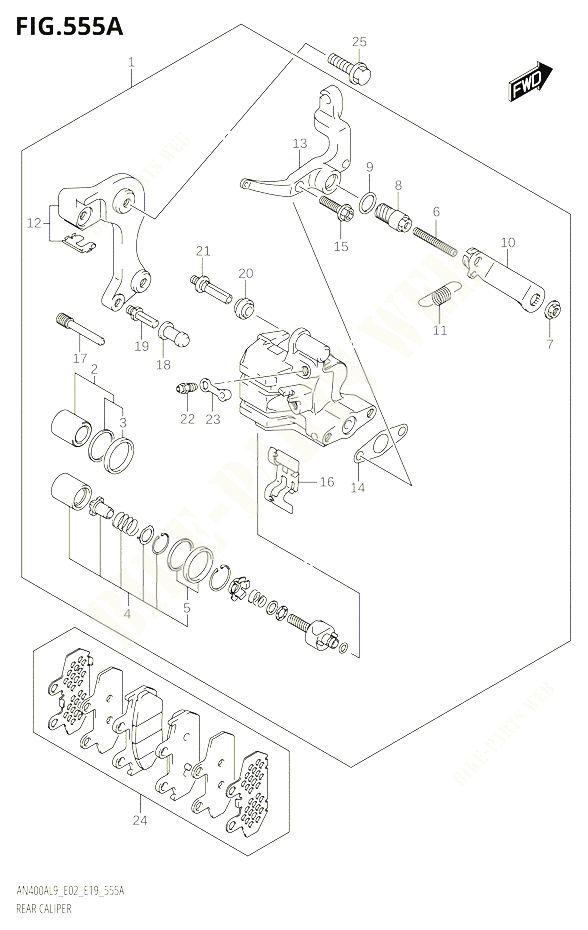 ETRIER DE FREIN ARRIERE POUR SUZUKI BURGMAN 400 2019 POUR BURGMAN 400 AN400A L9 