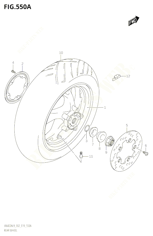 ROUE ARRIERE POUR SUZUKI BURGMAN 400 2019 POUR BURGMAN 400 AN400A L9 