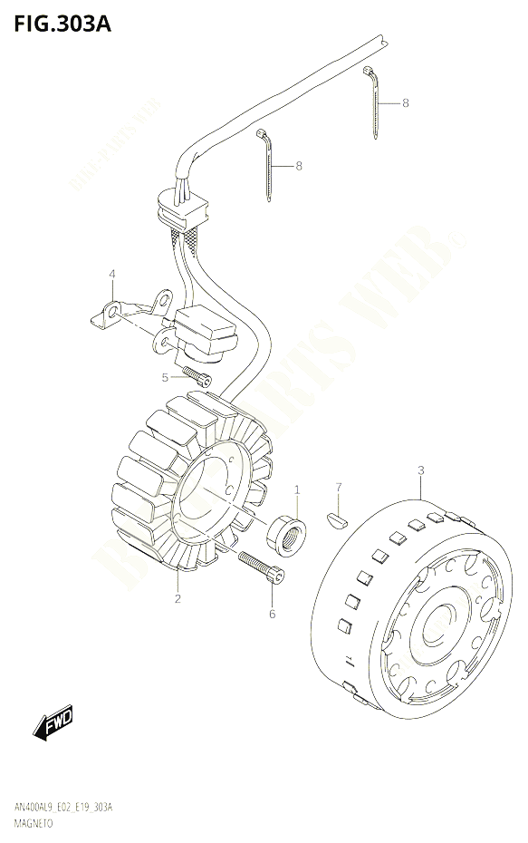 ALLUMAGE ROTOR STATOR POUR SUZUKI BURGMAN 400 2019 POUR BURGMAN 400 AN400A L9 