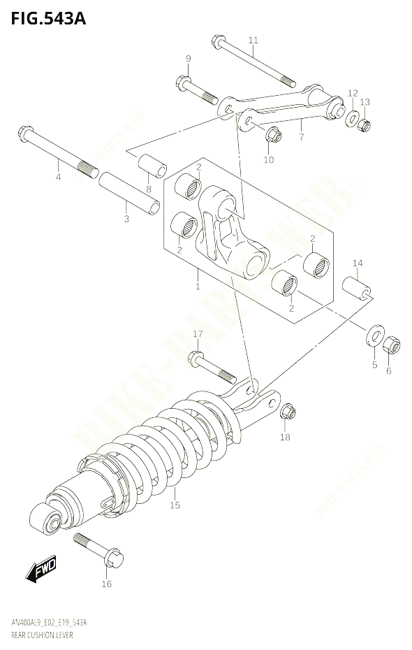 BIELLETTE DAMORTISSEUR POUR SUZUKI BURGMAN 400 2019 POUR BURGMAN 400 AN400A L9 