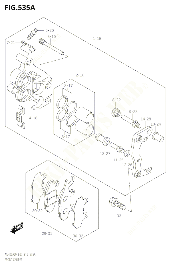ETRIER DE FREIN AVANT POUR SUZUKI BURGMAN 400 2019 POUR BURGMAN 400 AN400A L9 