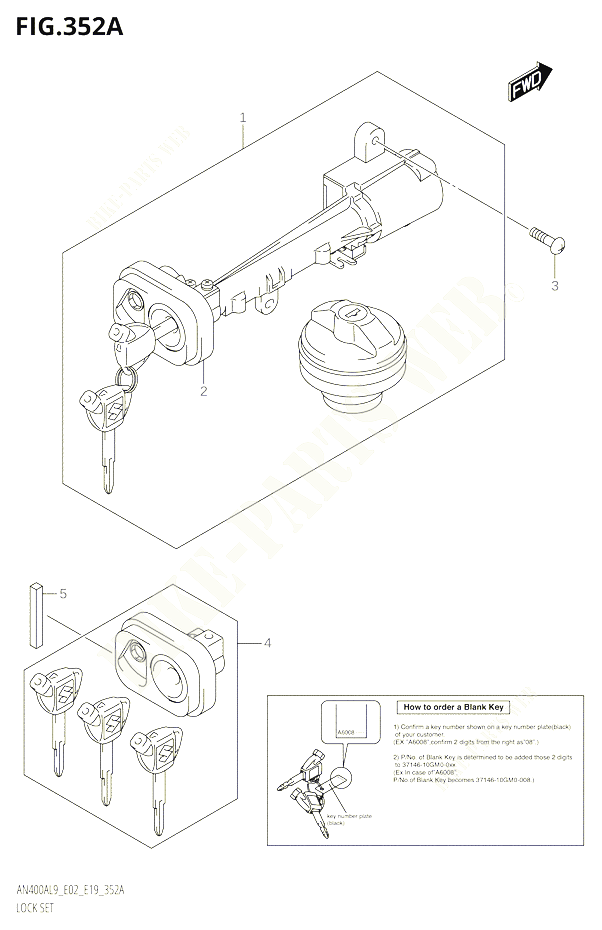 KIT SERRURE POUR SUZUKI BURGMAN 400 2019 POUR BURGMAN 400 AN400A L9 