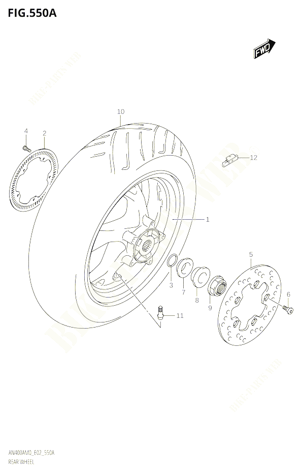 ROUE ARRIERE POUR SUZUKI BURGMAN 400 2020 POUR BURGMAN 400 AN400A M0 