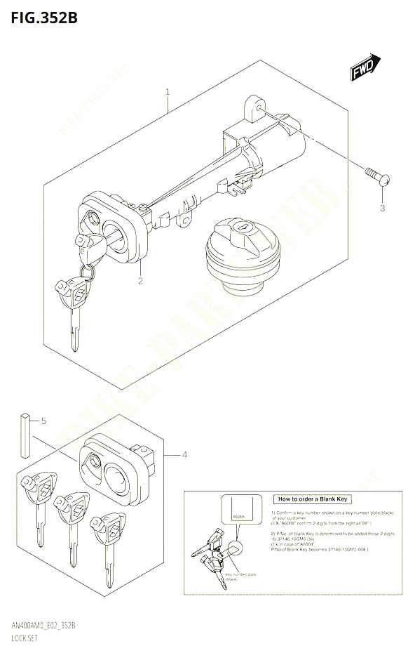 KIT SERRURE POUR SUZUKI BURGMAN 400 2020 POUR BURGMAN 400 AN400A M0 