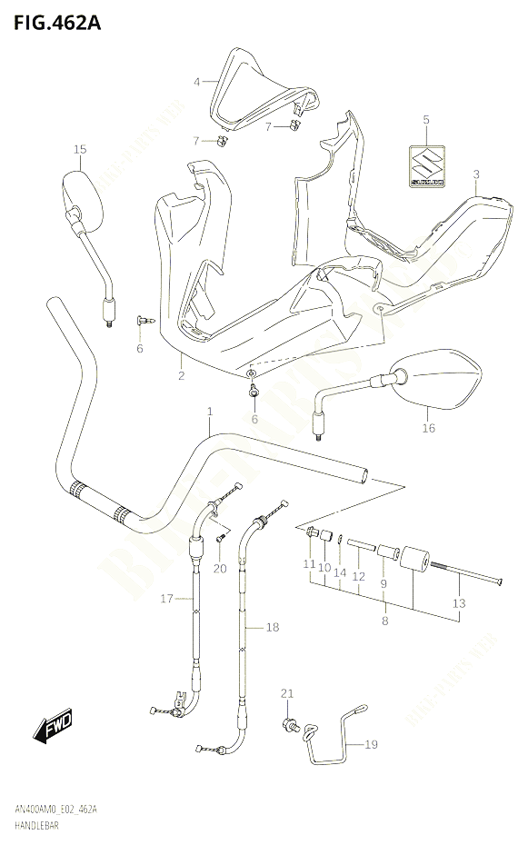 GUIDON POUR SUZUKI BURGMAN 400 2020 POUR BURGMAN 400 AN400A M0 